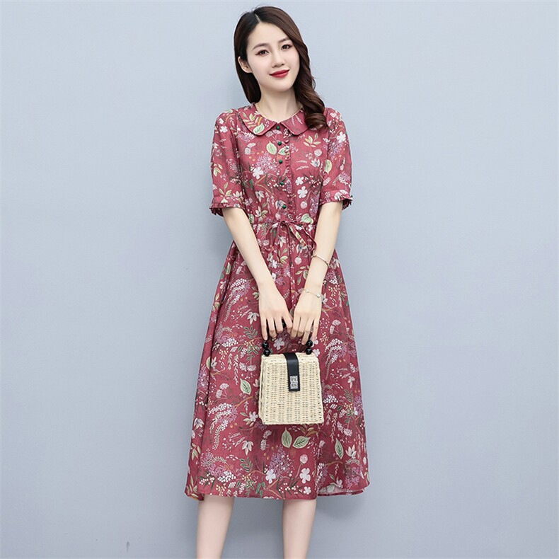 2023夏季新款时尚气质收腰显瘦休闲舒适复古连衣裙,女装连衣裙,独衣靓