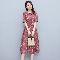 2023夏季新款时尚气质收腰显瘦休闲舒适复古连衣裙，女装连衣裙，独衣靓