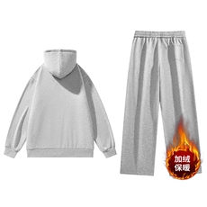 重磅开衫连帽卫衣外套秋冬宽松休闲加绒运动套装A436-6017-P100，男装休闲套装，电商A436
