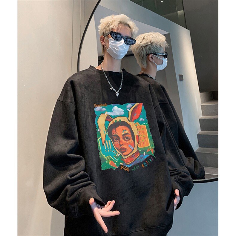 抖音得物供货提供视频秋冬重磅美式麂皮绒圆领卫衣JY330,男装卫衣,电商A486
