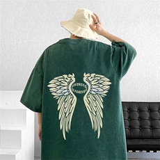 DSA028-SXDT2230P32重磅蜡染克美式复古水洗潮牌印花短袖男，男装T恤，电商A028