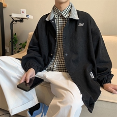 2023新款潮流翻领牛仔夹克男秋季宽松水洗痞帅外套W1731-P60，男装夹克，星座512-2