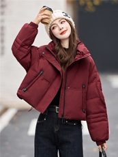 时尚休闲立领短款羽绒服女2025冬季新款宽松加厚保暖90白鸭绒外套，女装羽绒服，艾尚靓装