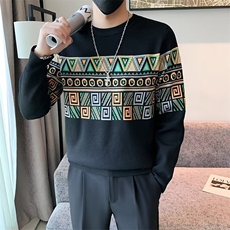 欧美风男潮牌针织衫秋季男款长袖羊毛衫花纹提花男毛衣M845，男装针织衫/毛衣，星座1116A-2（原606A-1）
