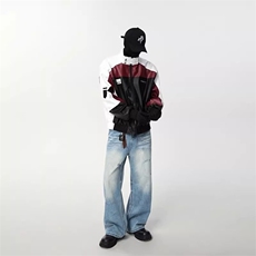 JK8574-P68美式pu皮衣飞行员夹克男款情侣拼接撞色痞帅高级感，男装皮衣，电商B323A