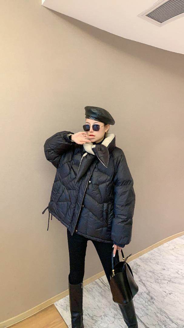 当季爆品韩版小辣椒领宽松羽绒服、，女装羽绒服，索罗密欧