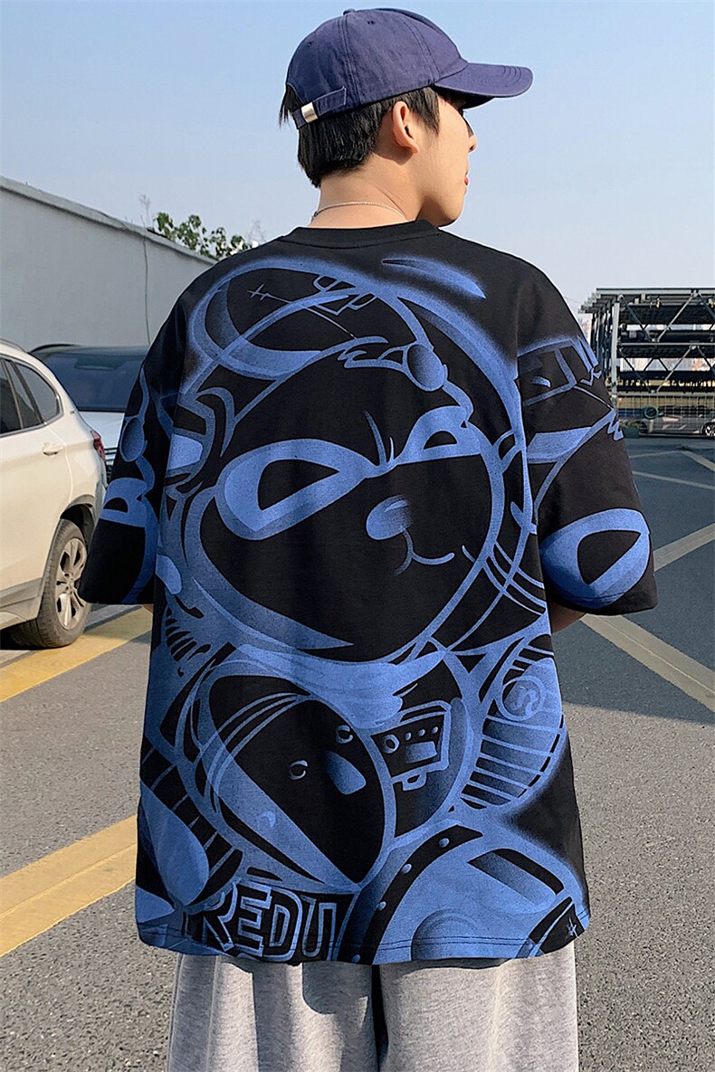 抖音得物供货40支双纱精梳百搭半袖印花短袖T恤男女T7189-P45,男装T恤,电商A441-1