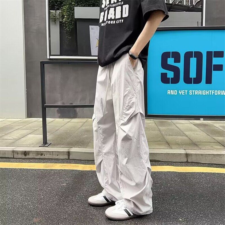 YC0518-P40美式冰丝速干裤男夏季薄款褶皱伞兵工装裤宽松休闲运动,男装工装外套,电商C233
