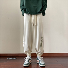 2024秋季新款港风字母发泡印花宽松束脚卫裤B315-K23464-p50控68，男装休闲裤，电商B315