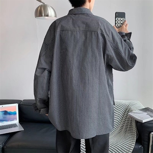 长袖撞色衬衫男港风潮流C023P38图片