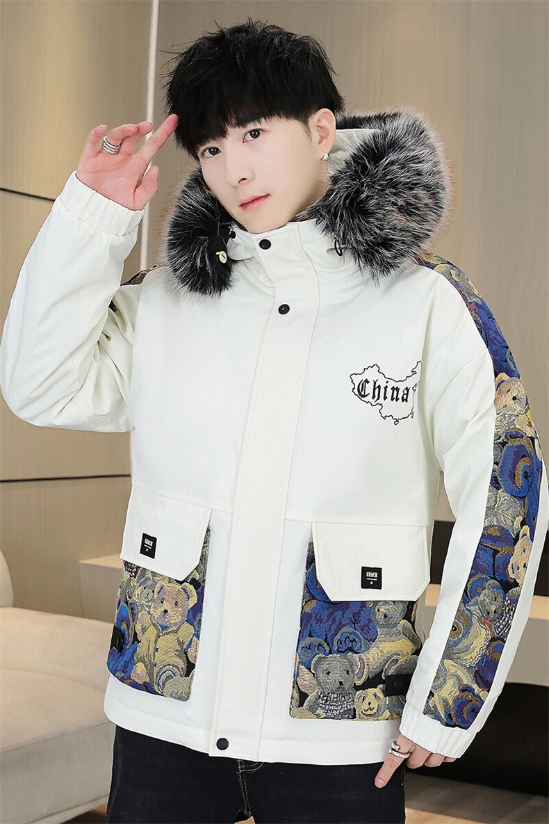2025冬季新款男士韩版派克服加绒加厚外套带毛领-1618-P85,男装棉衣,星座1105