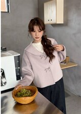 新款上新娃娃领色双面羊毛大衣女短款韩系百搭，女装双面呢大衣，依嘟服饰