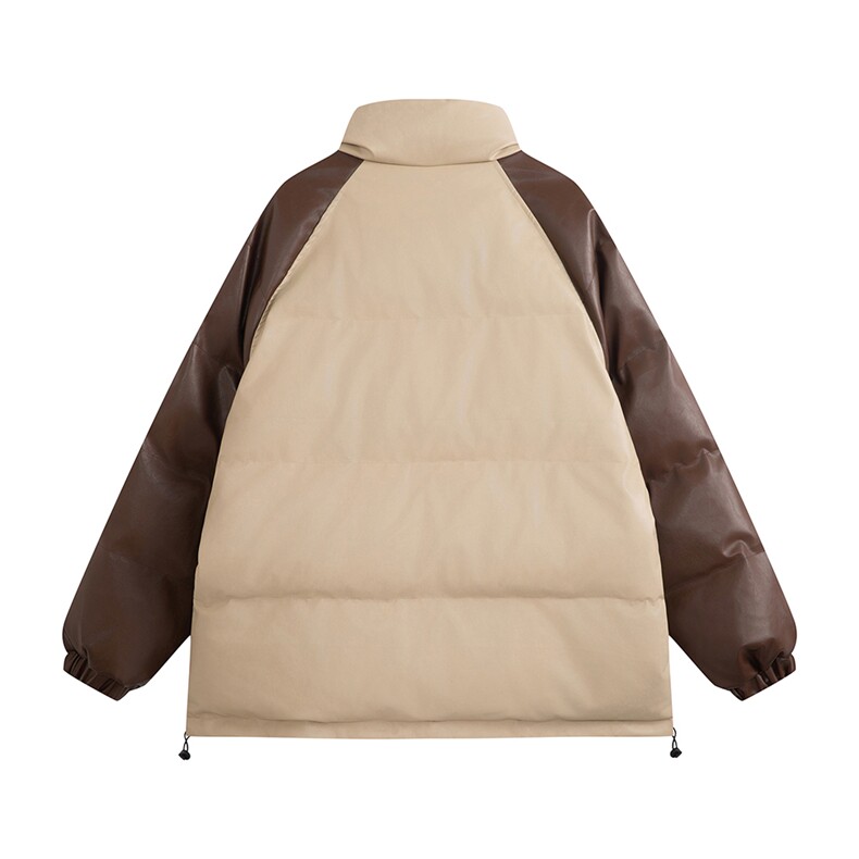 白底23新款冬季百搭宽松字母印花PU皮棉服外套MY65201P125控168,男装棉衣,电商A268-1
