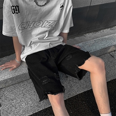 现货夏季美式复古毛边短裤五分乞丐破洞牛仔裤男K5808-P35控58，男装牛仔裤，星座205