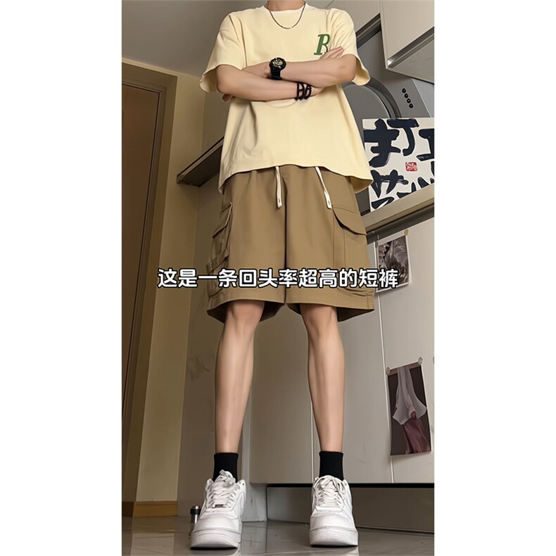 直播品质水洗工装短裤男夏季宽松刺绣五分裤A405特P40,男装牛仔裤,电商A309