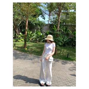 小鱼裤女白色卡通直筒阔腿裤女宽松图片