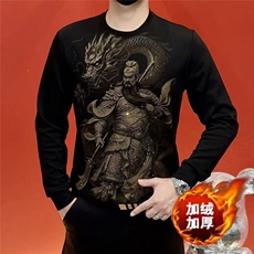 1506-1/WDT081加绒/P29秋冬烫钻加绒打底衫男士韩版个性潮圆领，男装T恤，星座1506-1
