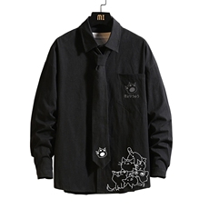 LC42107-P45加绒款P55痞帅领带长袖衬衫男士大码dk制服男jk砖墙，男装衬衫，电商A040A