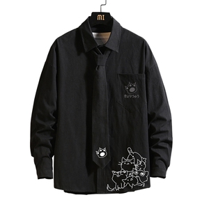 LC42107-P45 加绒款P55痞帅领带长袖衬衫男士大码dk制服男jk 砖墙图片