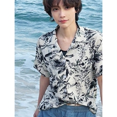 夏威夷古巴领花衬衫男冰丝短袖夏季泰旅行穿搭衬衣CS668-P40，男装衬衫，星座1007（原301D）