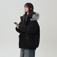 中性风连帽可脱卸毛领工装棉衣男大码潮流棉衣男MY77917P138控198，女装棉衣/棉服，星座226-1