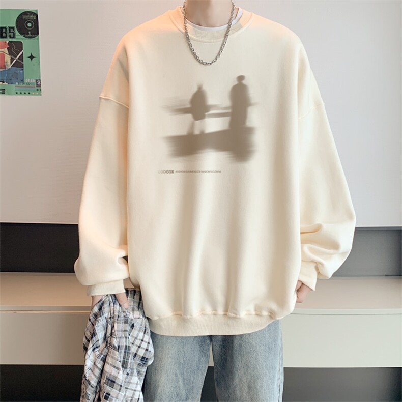 已注册华棉秋冬重磅韩版情侣宽松圆领卫衣男潮WY9297/P35加绒P45,男装卫衣,电商B316