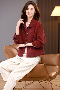 时尚休闲翻领短外套女春秋2024新款洋气宽松百搭中年妈妈夹克上衣图片