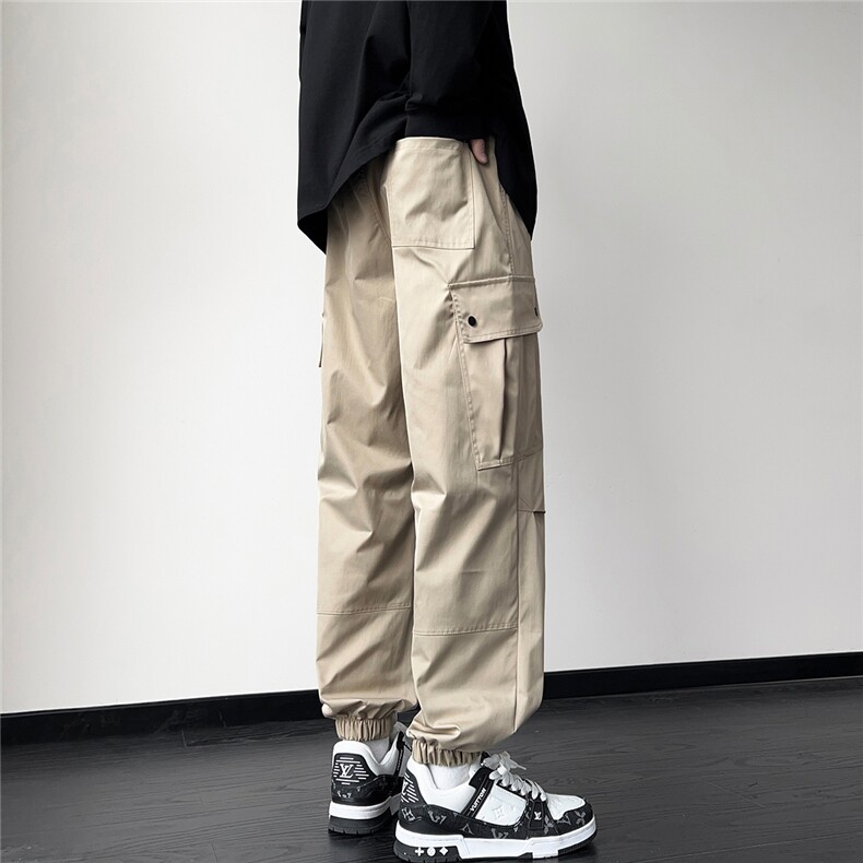 2025秋冬装装潮牌男冲锋裤织带扣宽松工装裤K8799/特P38卡其,男装休闲裤,电商A094