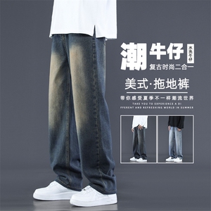 夏季休闲裤男士潮牌青少年美式直筒长裤牛仔裤子男K870- 特批-40图片