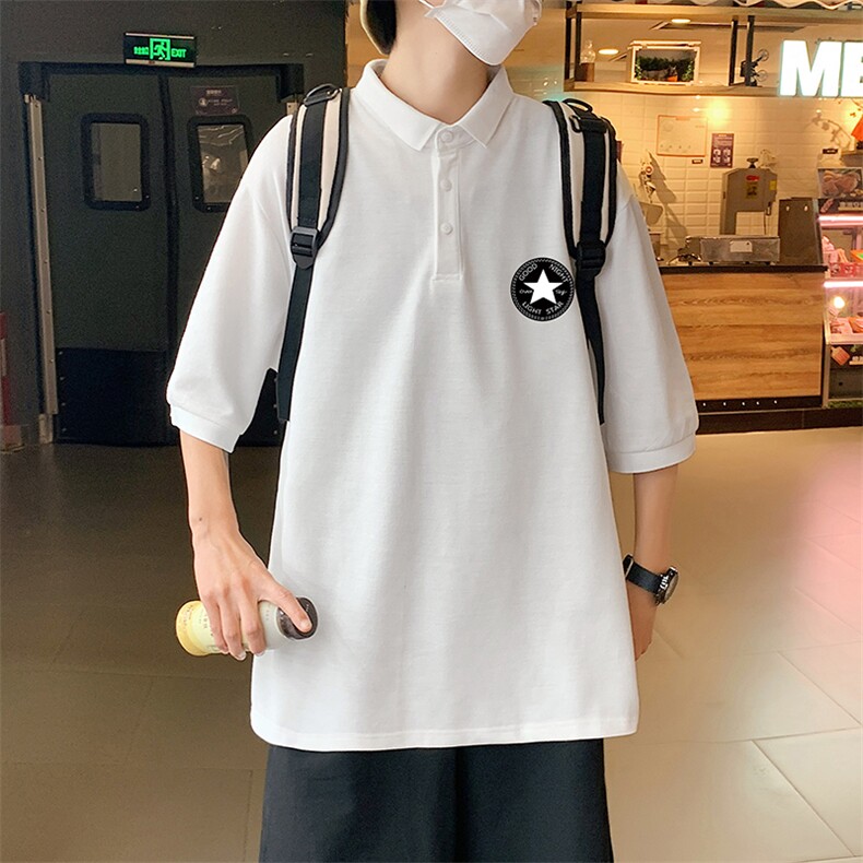 PL57117-P35 翻领短袖polo衫男大码胖子半袖t恤男有领保罗衫 模特图片
