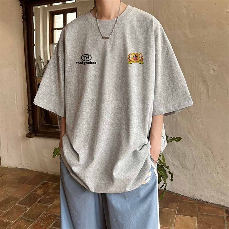抖音得物二开现货220克夏装重磅美式高街宽松短袖t恤MT268,男装T恤,电商A486-1