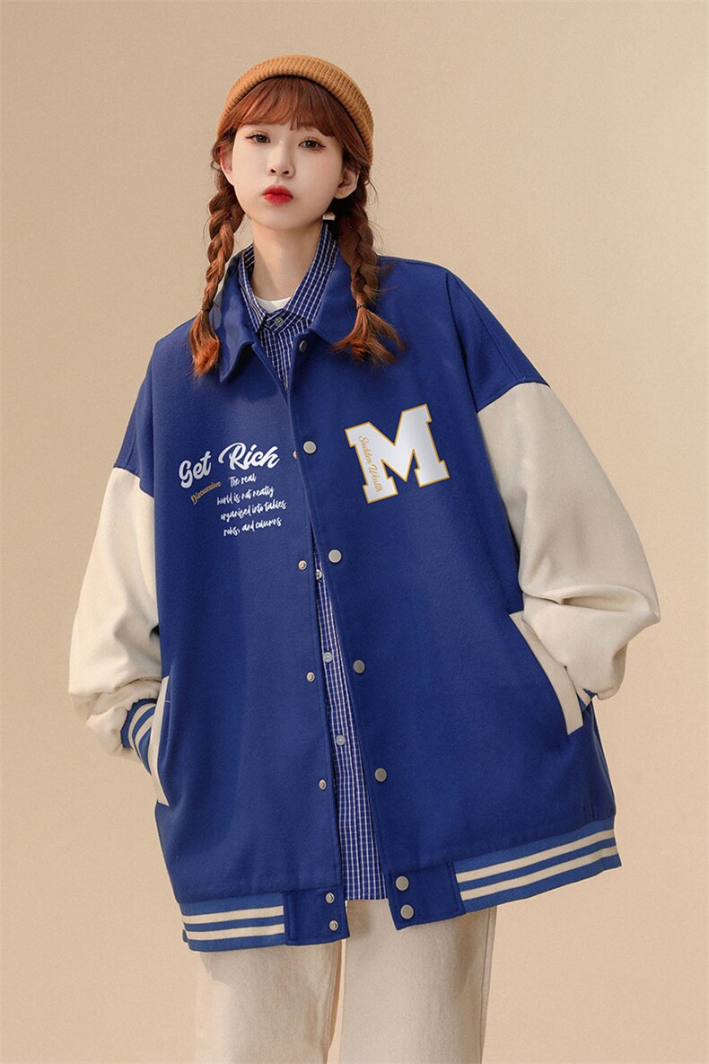 中性风22秋冬新款港风潮流字母翻领棒球服夹克外套G607P85控108,男装夹克,A247A