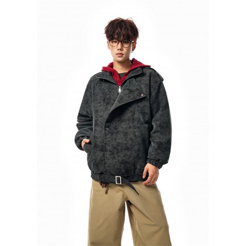2025新款软蛋白pu加厚美式复古棉服P118,男装棉衣,星座506-1