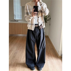 M26-P60韩系复古费尔岛提花圆领毛衣外套男女秋冬新款宽松情侣，男装针织衫/毛衣，电商B323A