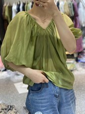 新款洋气V领后背系绳小心机小衫，其它，L·H·X