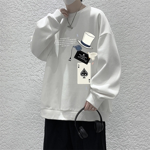5XL华夫格卫衣男大码胖子圆领长袖t恤 HW76373-P30加绒款-P40图片