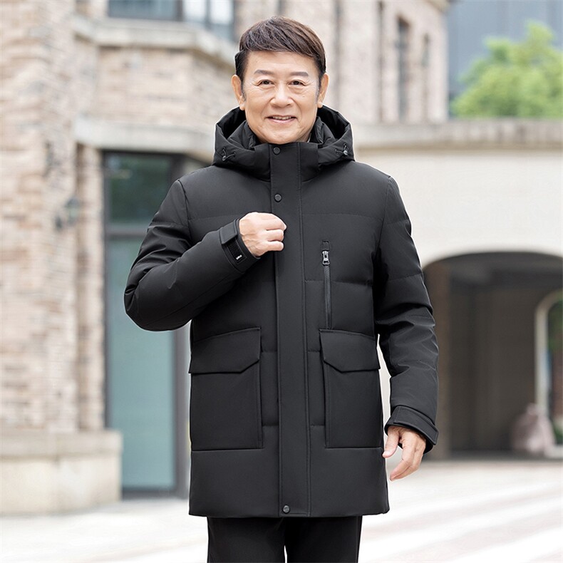 大货主推新款毛领可拆卸帽中老年羽绒服外套男士爸爸装羽绒服大衣,男装羽绒服,钱塘723