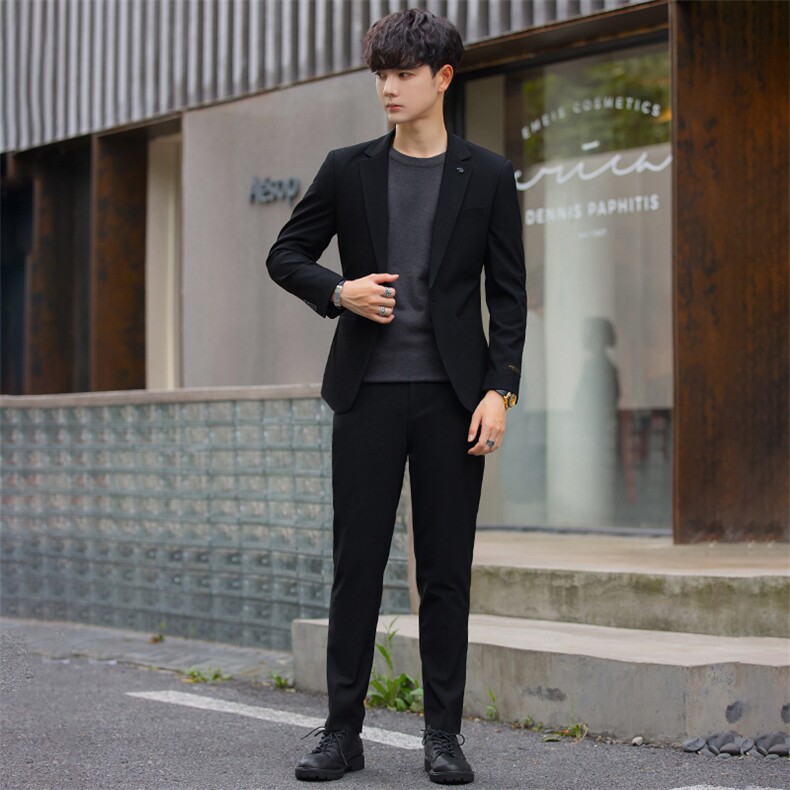 2022秋冬季新款男西服套装青少年韩版简约时尚休闲两件套313P230,男装西服,电商A355（原A415）