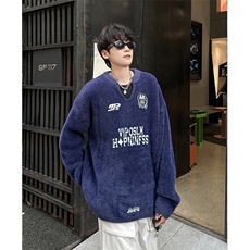 秋季新款港风美式ins潮牌仿貂绒高质量套头圆领毛衣男MY1504-P58，男装针织衫/毛衣，星座313A(原308A-2)