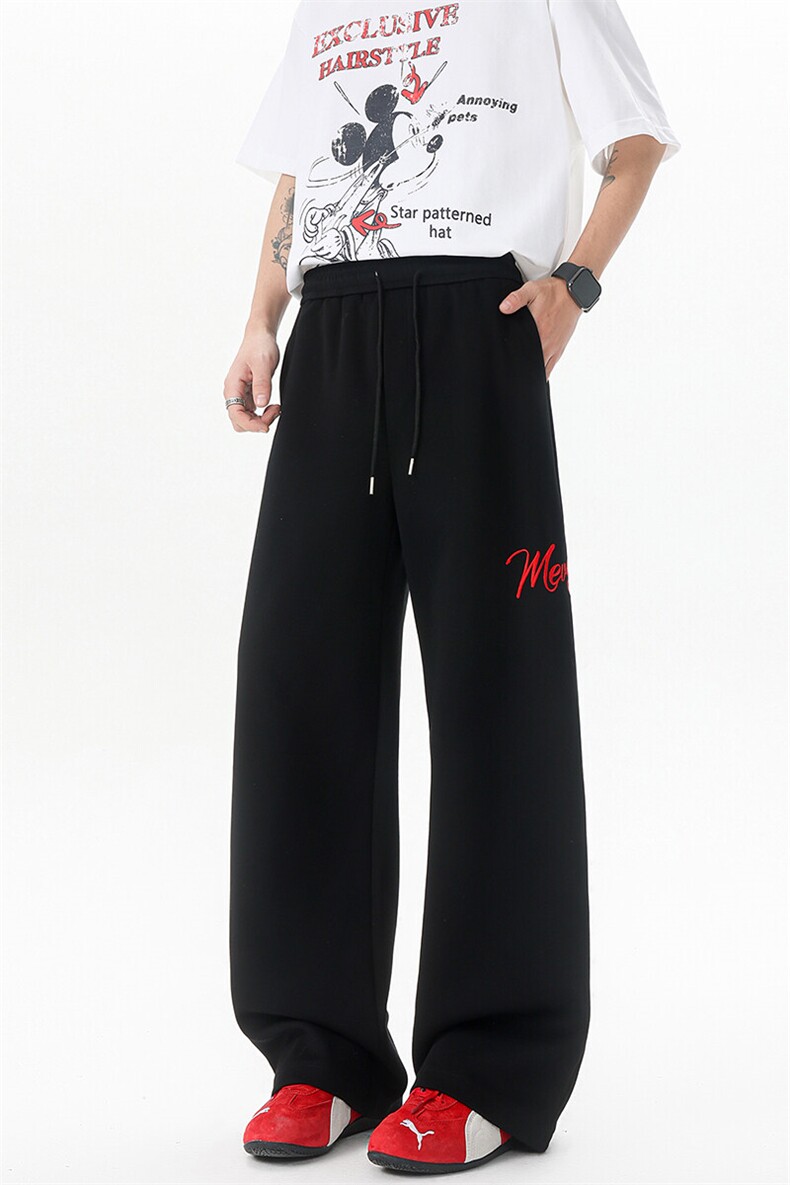 8XL-M美式复古绣花运动裤休闲裤高街设计感卫裤男直筒裤K9132P58,男装休闲裤,电商D206-1