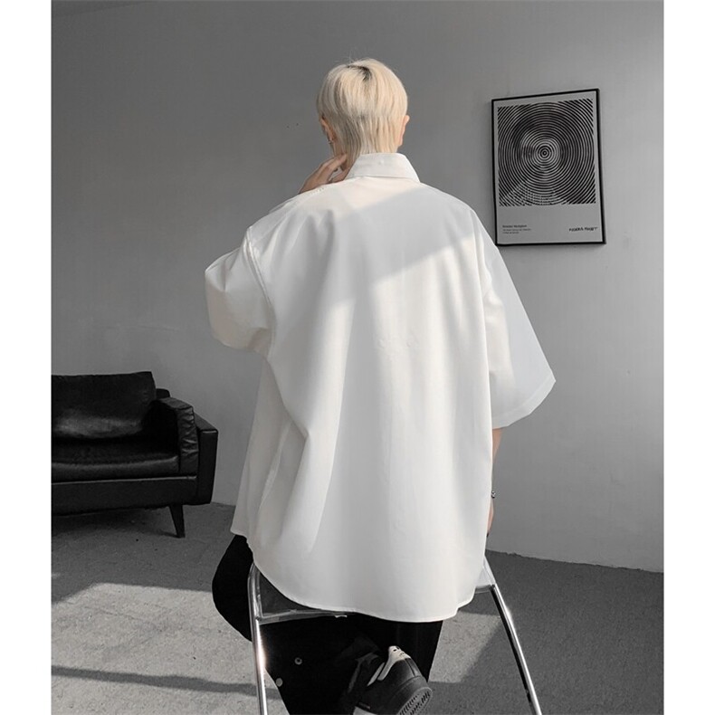 8XL-M中山领新中式短袖衬衫大码痞帅休闲半袖垂感衬衣DC5002/P50,男装衬衫,电商B238