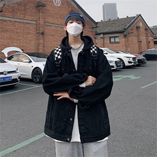 牛仔夹克男秋季高街hiphop港风宽松外套复古潮牌上衣JK556-P78，男装工装外套，星座1103-3
