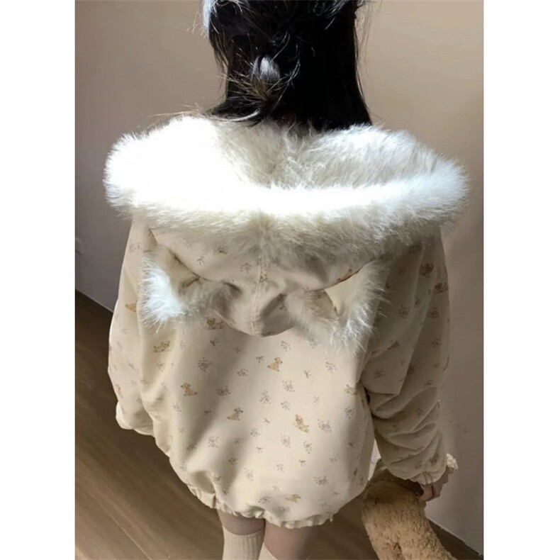 两面穿毛毛连帽外套女秋冬独特超好看加厚保暖毛绒上衣M3626,男装棉衣,星座1116A（原606A-3）