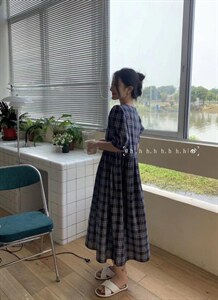 夏款.格子连衣裙图片