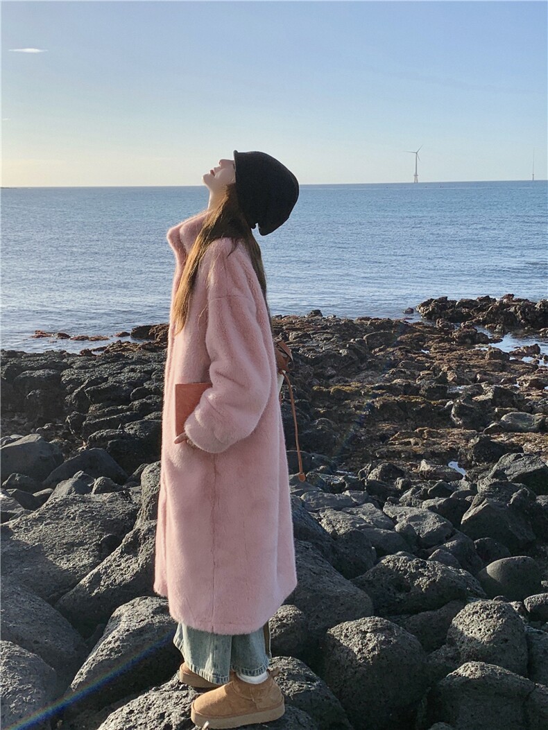 2025冬装风衣新品时尚绒外套毛绒皮草女士中长大衣P198K298,女装皮草,2C339
