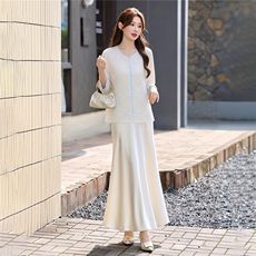 主推现货重工艺新款新中式春夏提花刺绣设计感时尚气质减龄两件套，女装套装/套裙，韩美纤衣