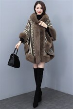 芷墨新款冬季时尚洋气加绒斗篷外套复古大毛领加厚毛呢外套女，女装针织衫/毛衣，芷墨服饰