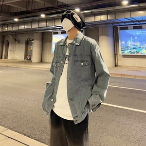 港风复古纯色牛仔衣外套男生上衣外套韩版情侣夹克女JK8823/P58图片