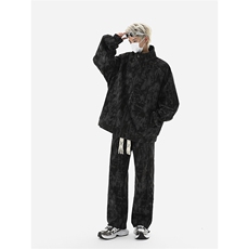 8XL-M超大码加绒加厚保暖扎染休闲套装98控118，男装休闲套装，电商D206-1