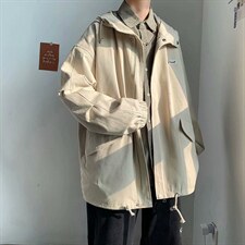 春秋港风ins连帽工装外套男韩版潮痞帅风衣宽松百搭夹克JK170-P60图片